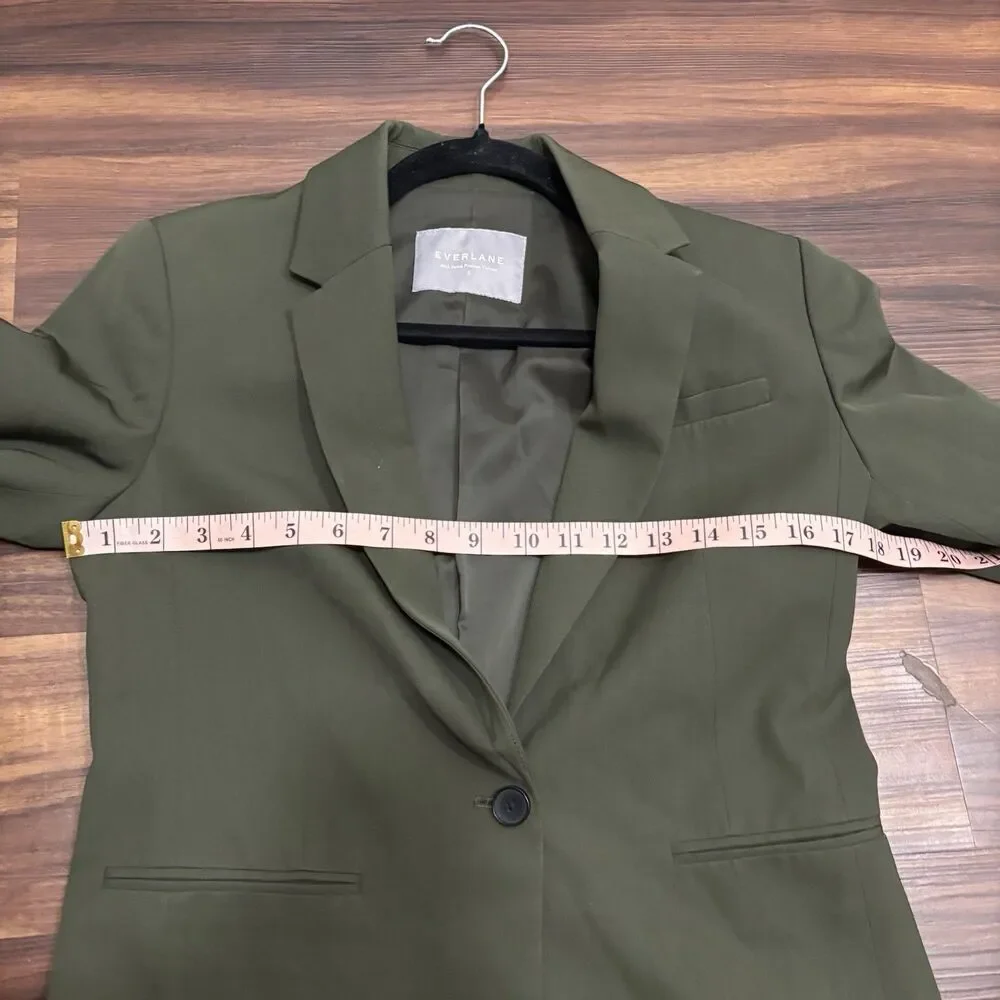 Everlane Women’s Sz 2 100% Wool Italian GoWeave Olive Green Blazer
